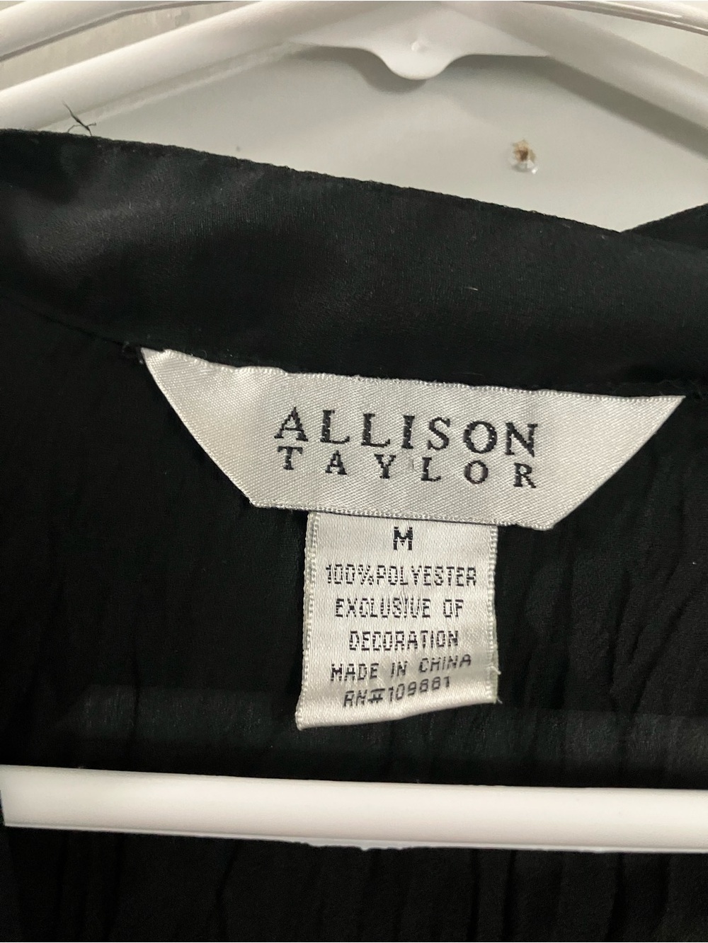 Allison Taylor Black Embroidered V-Neck Blouse with Blue Floral Accents - Picture 4 of 7